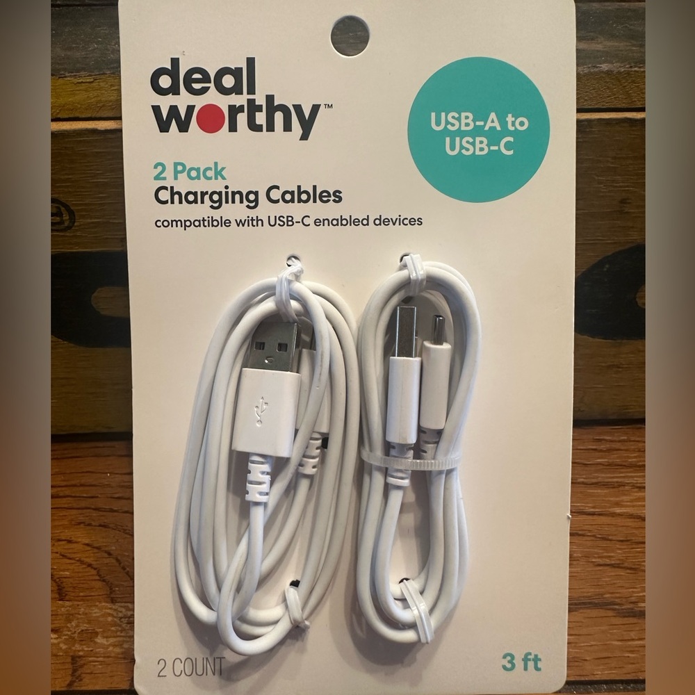 Target Deal Worthy USB-A to USB-C Charging Cables - 2 Pack White - 3ft - New